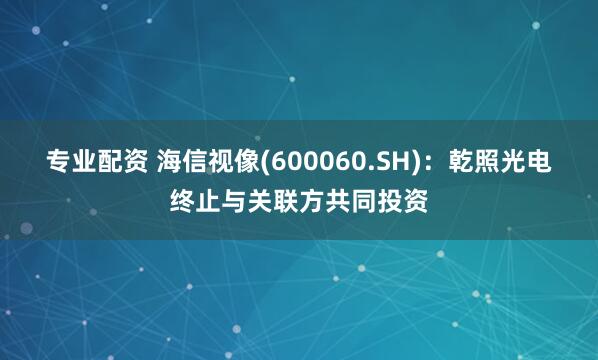 专业配资 海信视像(600060.SH)：乾照光电终止与关联方共同投资